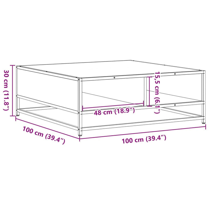 Măsuță de cafea gri sonoma, 100x100x30 cm, lemn prelucrat/metal - WALTI WALTI