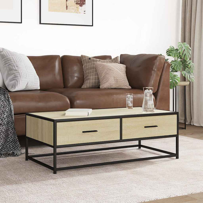 Măsuță cafea stejar sonoma 100x50x35 cm lemn prelucrat și metal - WALTI WALTI