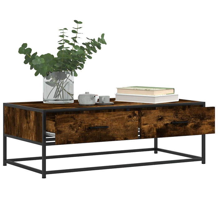 Măsuță de cafea stejar fumuriu 100x50x35cm lemn prelucrat/metal - WALTI WALTI