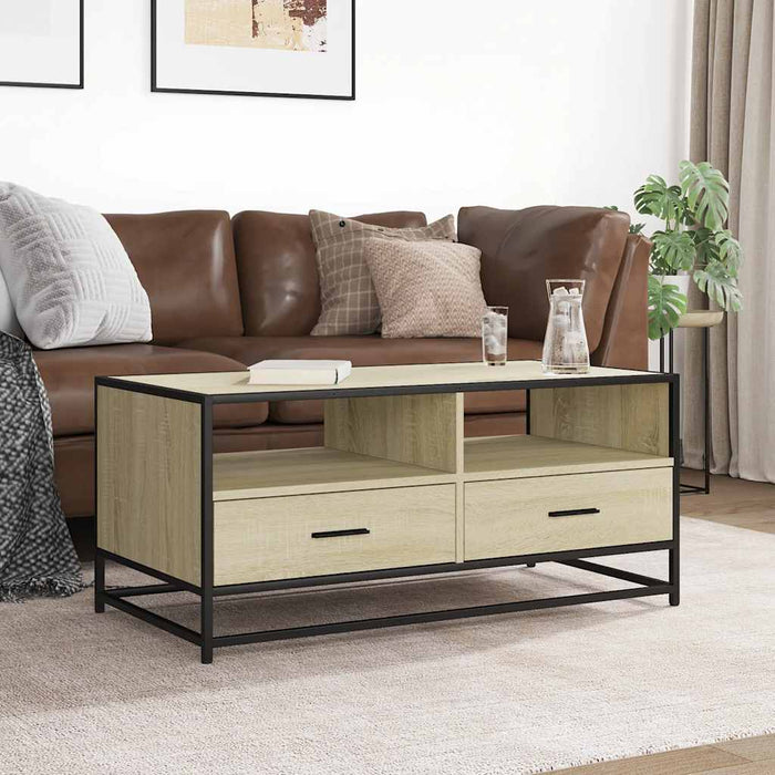 Măsuță cafea stejar sonoma 100x50x45 cm lemn prelucrat și metal - WALTI WALTI