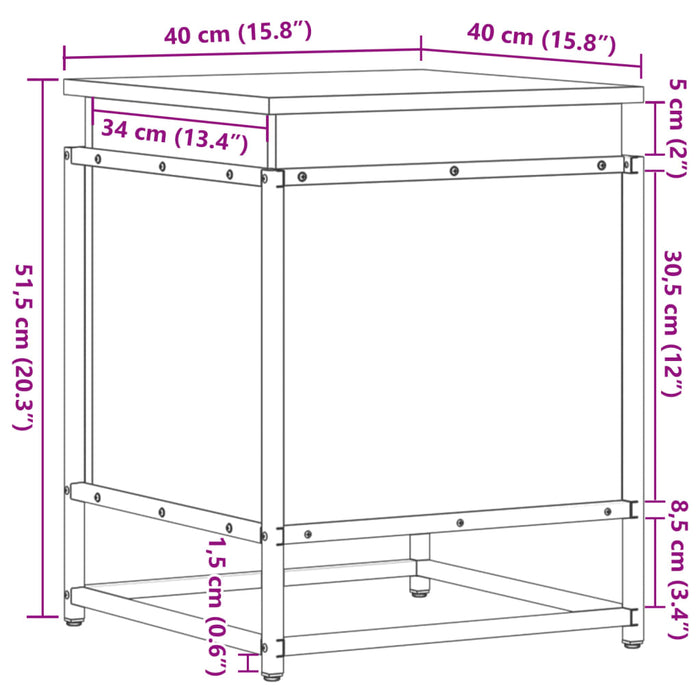 Cutie depozitare stejar maro 40x40x51,5 cm lemn prelucrat - WALTI WALTI