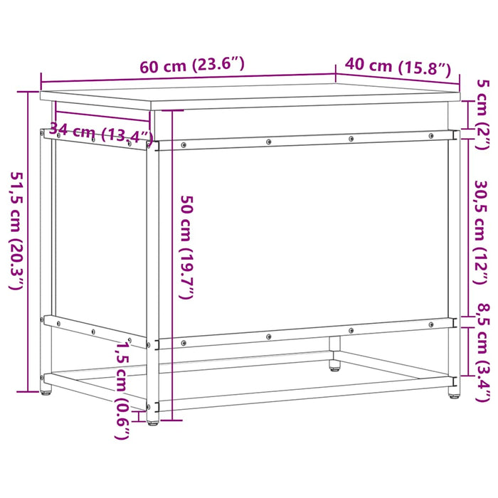 Cutie depozitare stejar sonoma 60x40x51,5 cm lemn prelucrat - WALTI WALTI