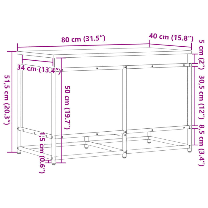 Cutie depozitare stejar sonoma 80x40x51,5 cm lemn prelucrat - WALTI WALTI