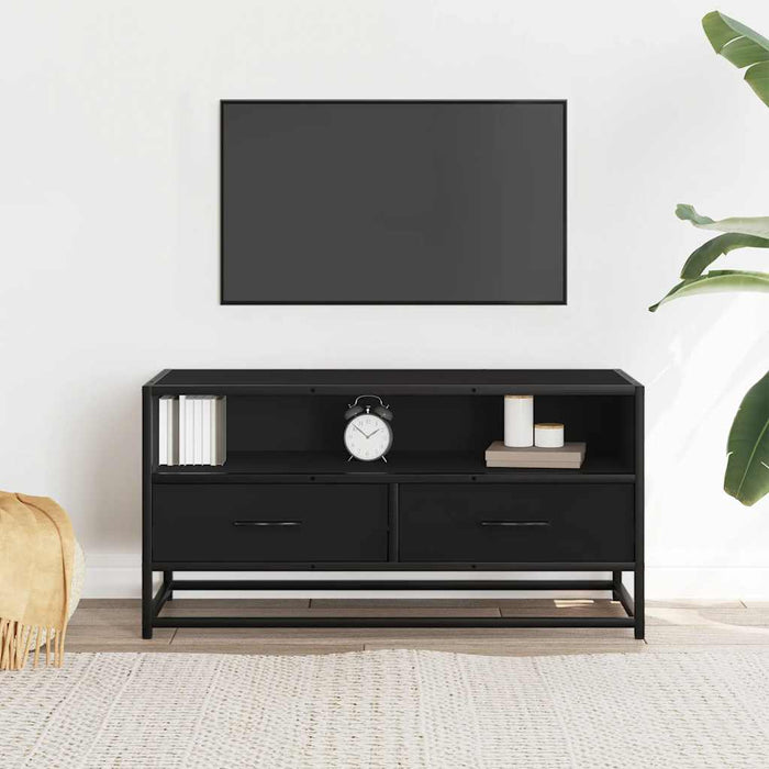 Dulap TV, negru, 80x34,5x40 cm, lemn prelucrat și metal - WALTI WALTI