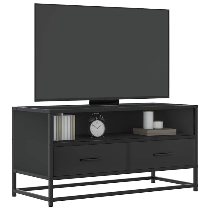 Dulap TV, negru, 80x34,5x40 cm, lemn prelucrat și metal - WALTI WALTI