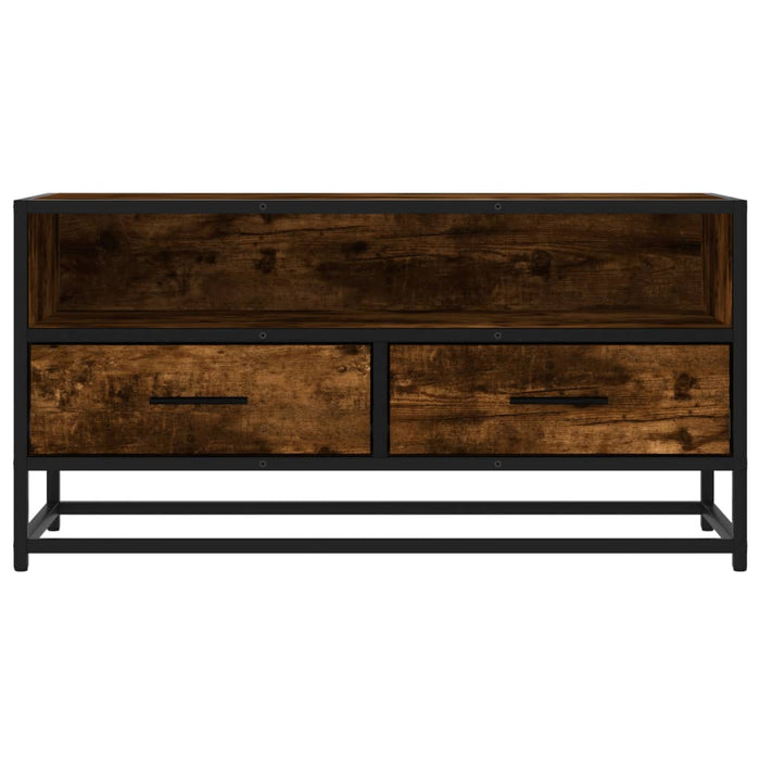 Dulap TV stejar fumuriu, 80x34,5x40 cm, lemn prelucrat și metal - WALTI WALTI