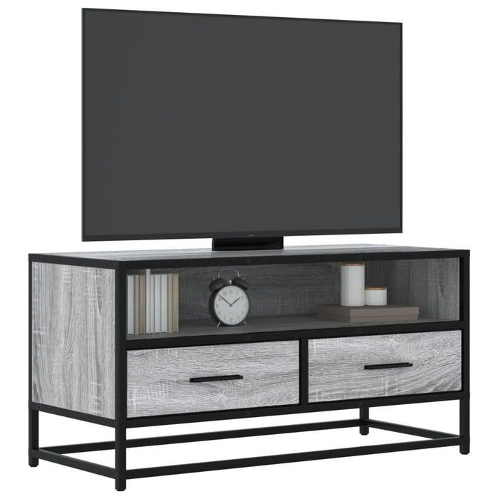 Dulap TV, gri sonoma, 80x34,5x40 cm, lemn prelucrat și metal - WALTI WALTI