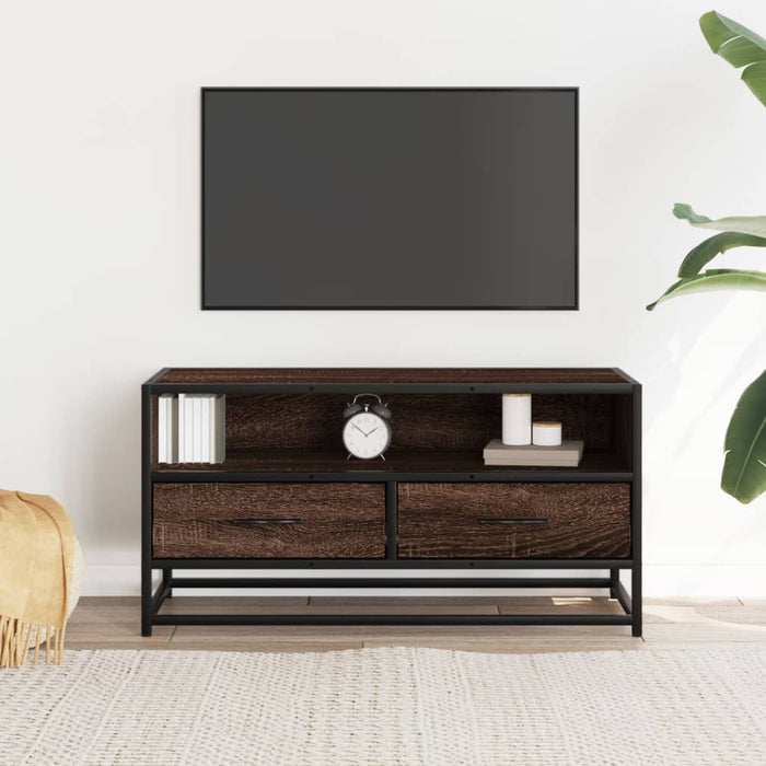 Dulap TV, stejar maro, 80x34,5x40 cm, lemn prelucrat și metal - WALTI WALTI