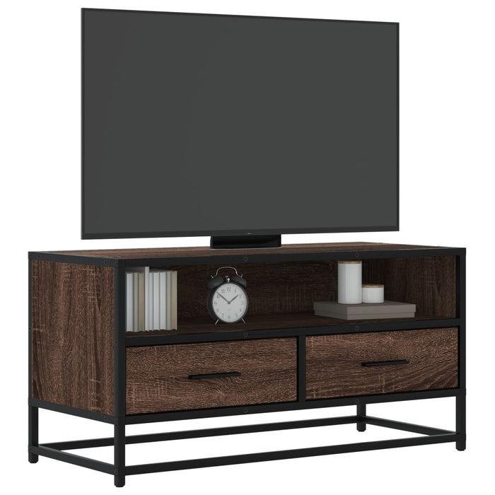 Dulap TV, stejar maro, 80x34,5x40 cm, lemn prelucrat și metal - WALTI WALTI