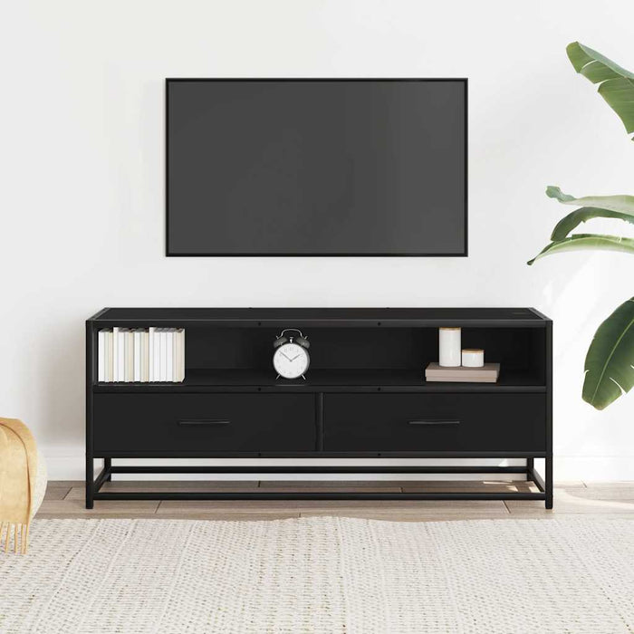 Dulap TV, negru, 100x34,5x40 cm, lemn prelucrat și metal - WALTI WALTI