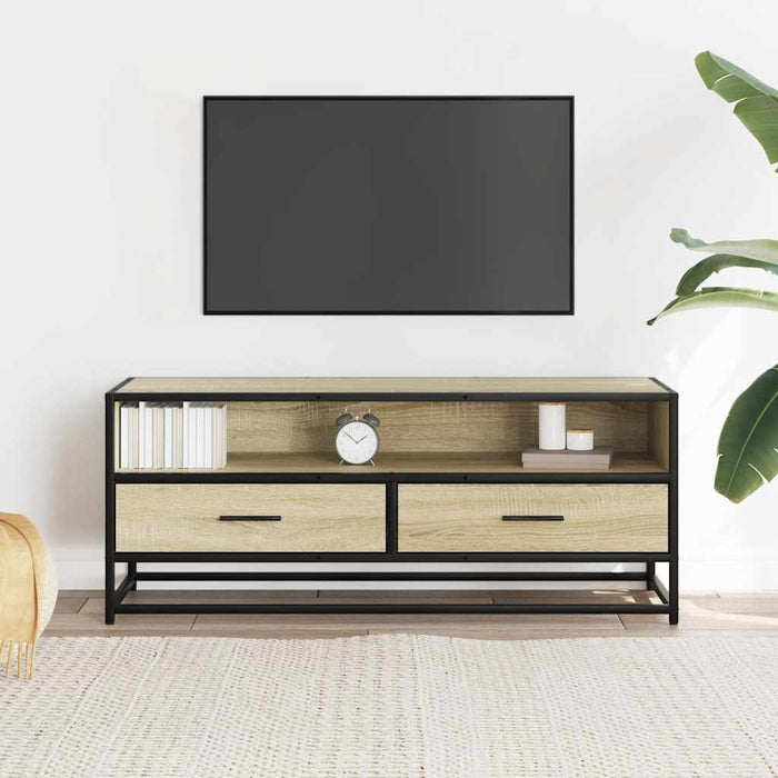 Dulap TV stejar sonoma, 100x34,5x40 cm, lemn prelucrat și metal - WALTI WALTI