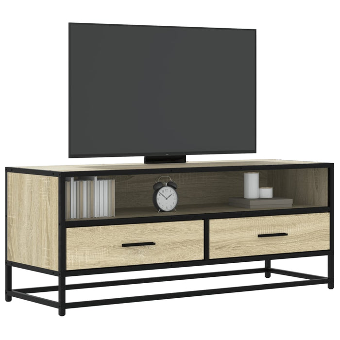 Dulap TV stejar sonoma, 100x34,5x40 cm, lemn prelucrat și metal - WALTI WALTI