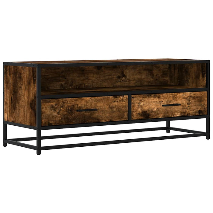 Dulap TV stejar fumuriu, 100x34,5x40 cm lemn prelucrat și metal - WALTI WALTI