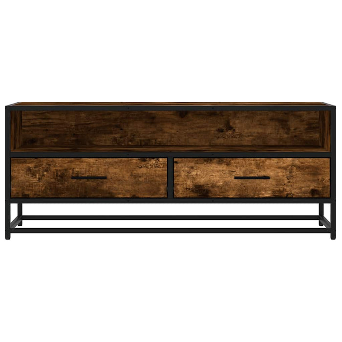 Dulap TV stejar fumuriu, 100x34,5x40 cm lemn prelucrat și metal - WALTI WALTI