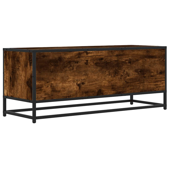 Dulap TV stejar fumuriu, 100x34,5x40 cm lemn prelucrat și metal - WALTI WALTI