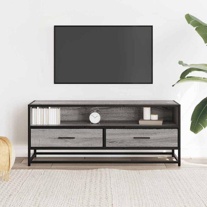 Dulap TV, gri sonoma, 100x34,5x40 cm, lemn prelucrat și metal - WALTI WALTI