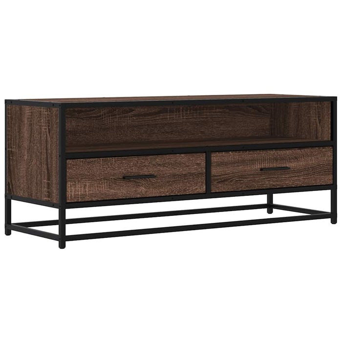 Dulap TV, stejar maro, 100x34,5x40 cm, lemn prelucrat și metal - WALTI WALTI