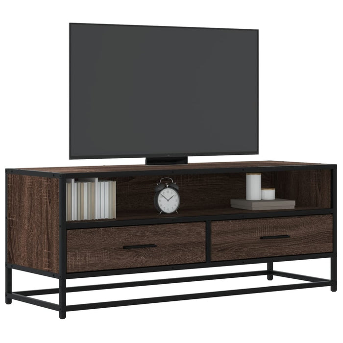 Dulap TV, stejar maro, 100x34,5x40 cm, lemn prelucrat și metal - WALTI WALTI