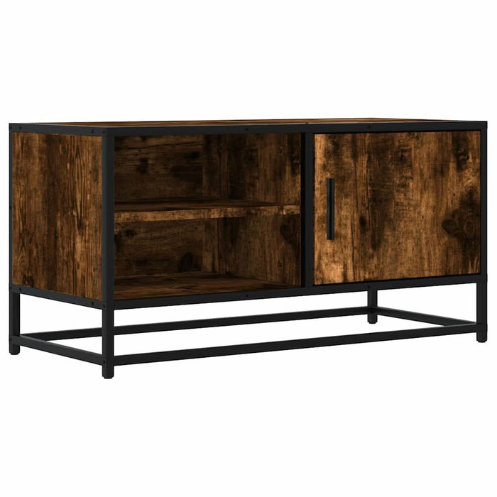 Dulap TV stejar fumuriu, 80x34,5x40 cm, lemn prelucrat și metal - WALTI WALTI