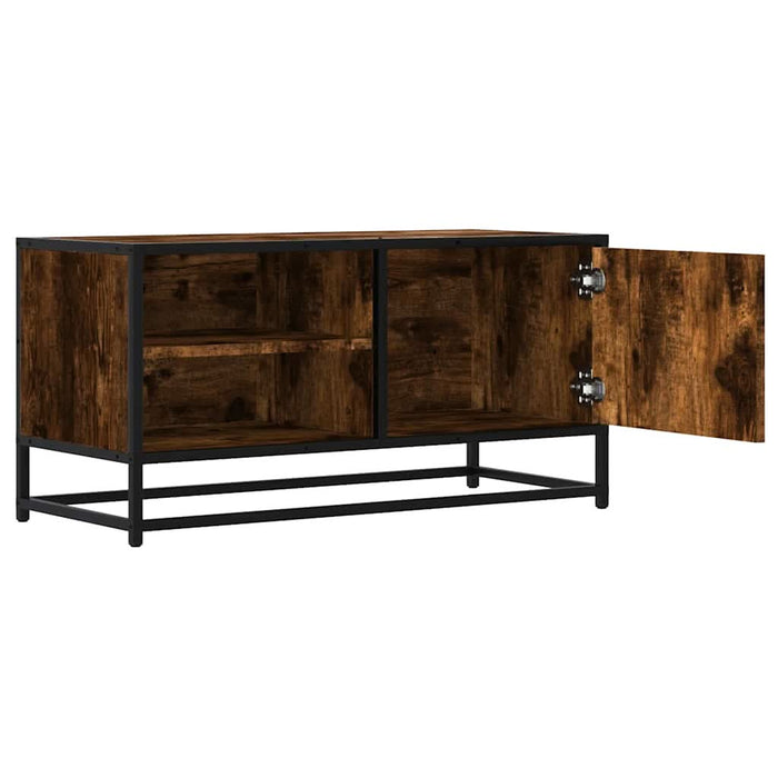Dulap TV stejar fumuriu, 80x34,5x40 cm, lemn prelucrat și metal - WALTI WALTI