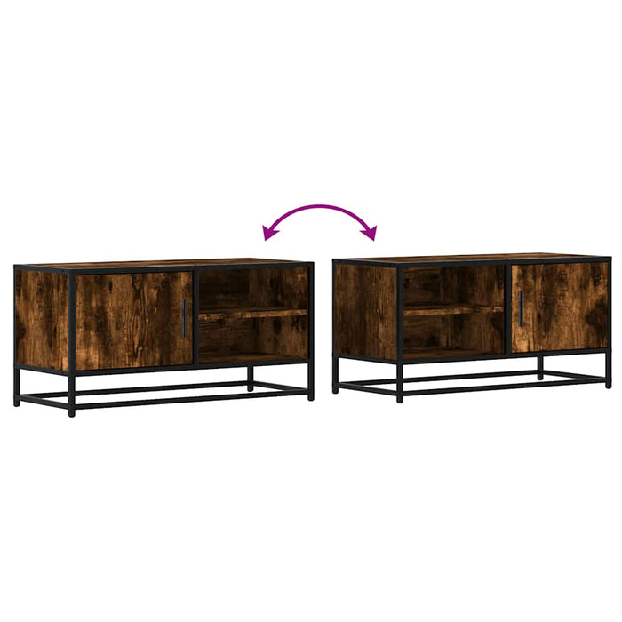 Dulap TV stejar fumuriu, 80x34,5x40 cm, lemn prelucrat și metal - WALTI WALTI