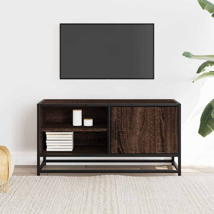 Dulap TV, stejar maro, 80x34,5x40 cm, lemn prelucrat și metal - WALTI WALTI