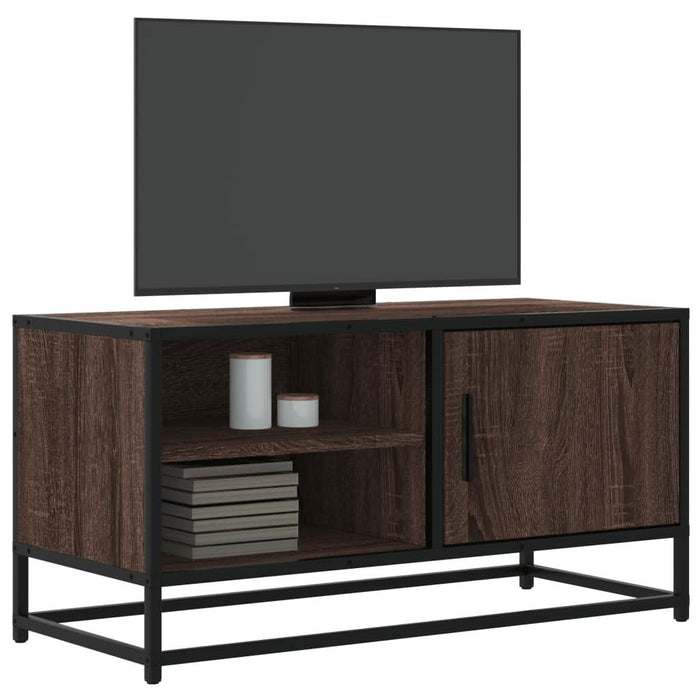 Dulap TV, stejar maro, 80x34,5x40 cm, lemn prelucrat și metal - WALTI WALTI