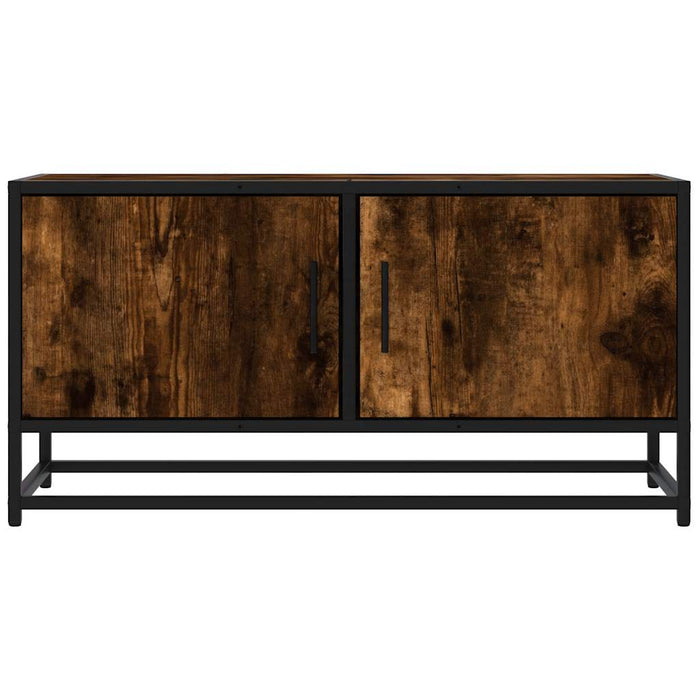 Dulap TV stejar fumuriu, 80x34,5x40 cm, lemn prelucrat și metal - WALTI WALTI