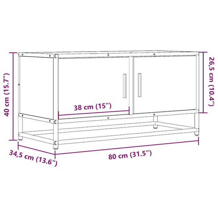 Dulap TV stejar fumuriu, 80x34,5x40 cm, lemn prelucrat și metal - WALTI WALTI