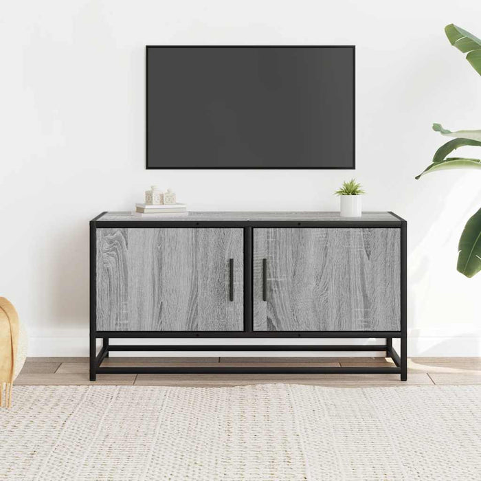 Dulap TV, gri sonoma, 80x34,5x40 cm, lemn prelucrat și metal WALTI