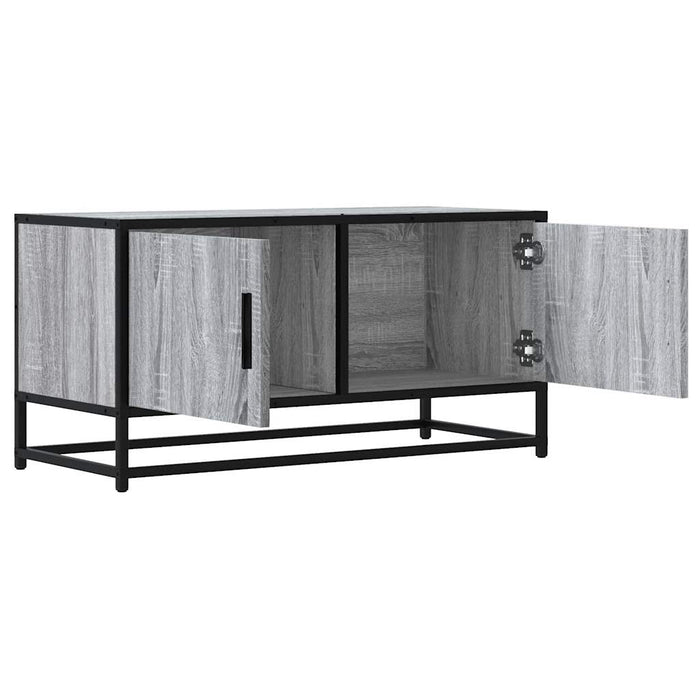 Dulap TV, gri sonoma, 80x34,5x40 cm, lemn prelucrat și metal WALTI