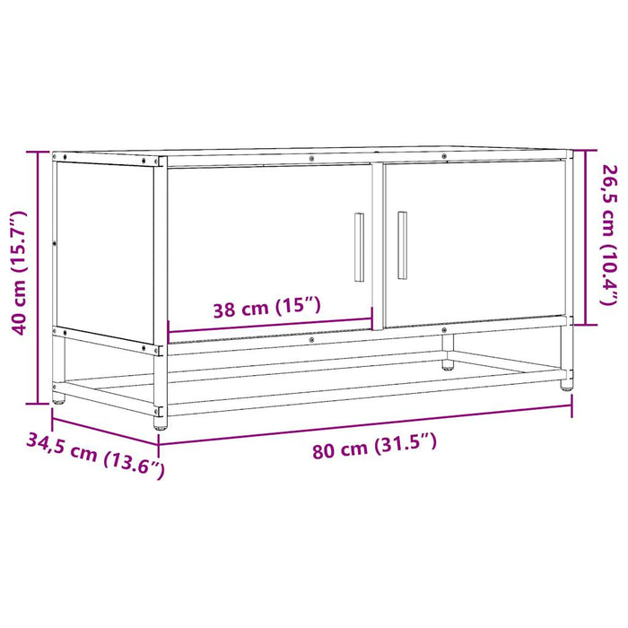 Dulap TV, gri sonoma, 80x34,5x40 cm, lemn prelucrat și metal WALTI