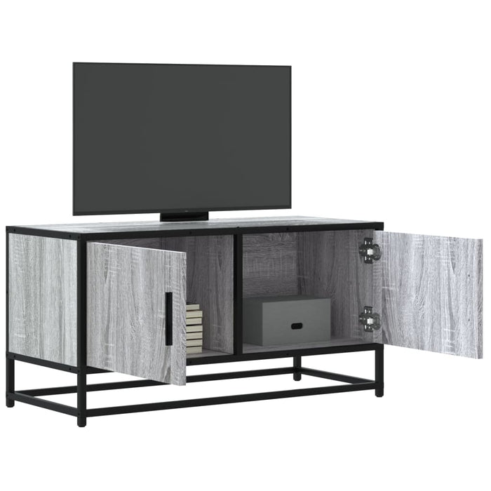Dulap TV, gri sonoma, 80x34,5x40 cm, lemn prelucrat și metal WALTI