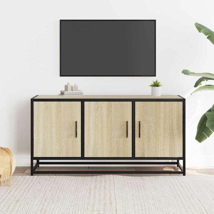Dulap TV stejar sonoma, 100x35x50 cm lemn prelucrat și metal - WALTI WALTI