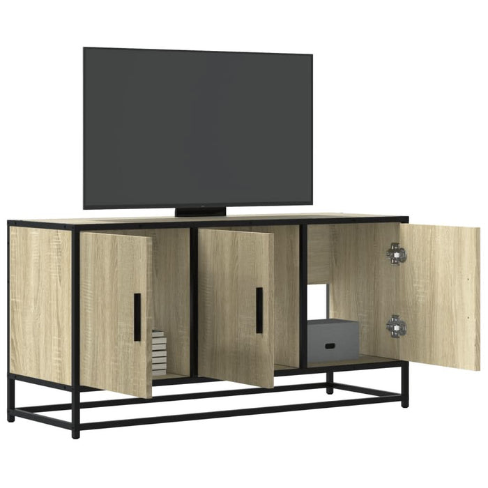 Dulap TV stejar sonoma, 100x35x50 cm lemn prelucrat și metal - WALTI WALTI