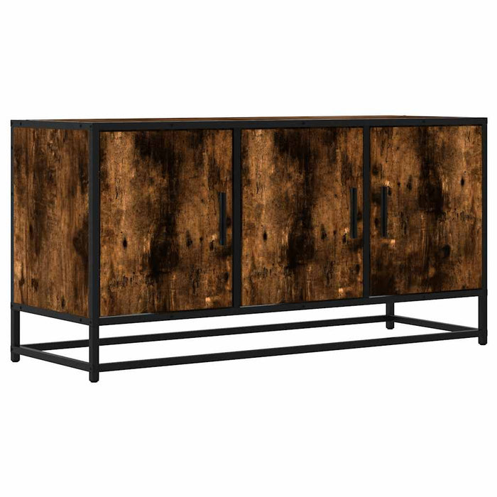 Dulap TV stejar fumuriu, 100x35x50 cm lemn prelucrat și metal - WALTI WALTI