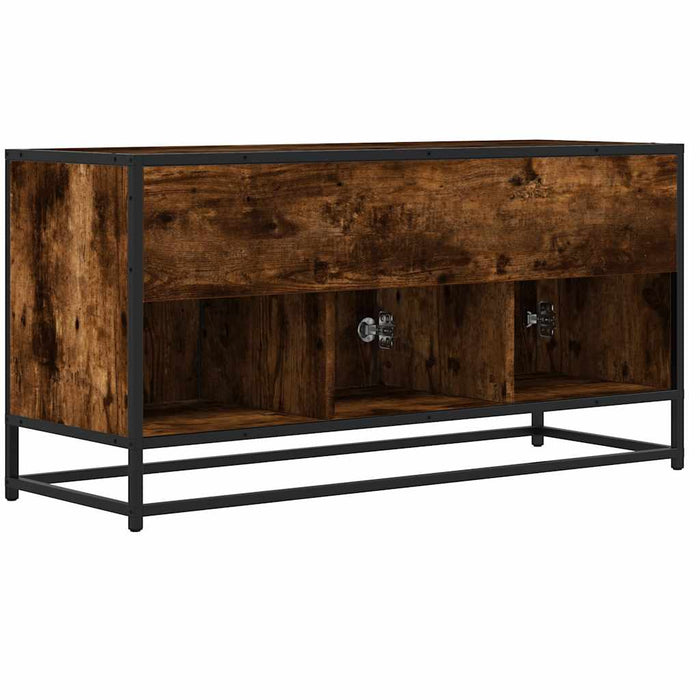 Dulap TV stejar fumuriu, 100x35x50 cm lemn prelucrat și metal - WALTI WALTI