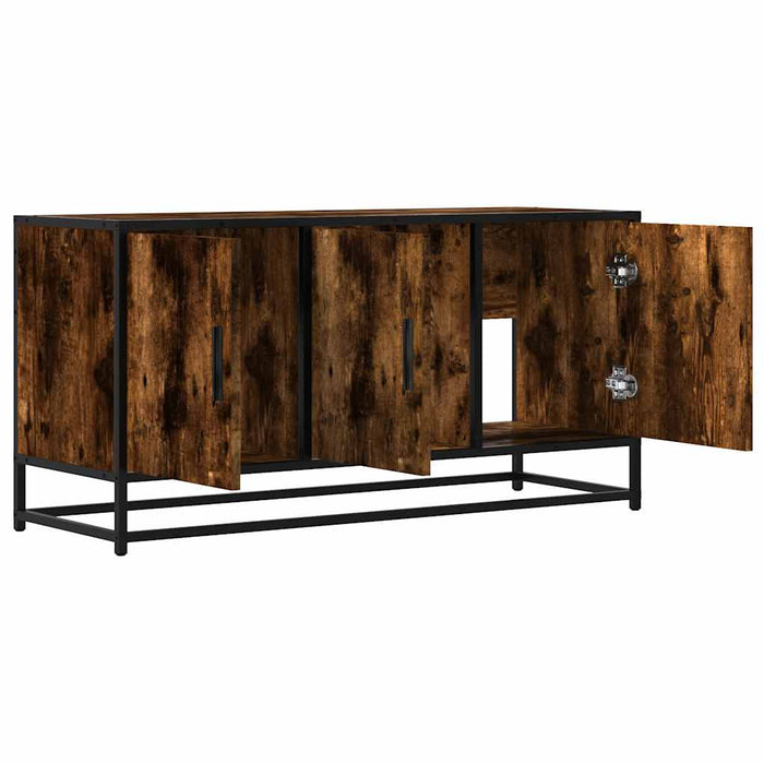 Dulap TV stejar fumuriu, 100x35x50 cm lemn prelucrat și metal - WALTI WALTI