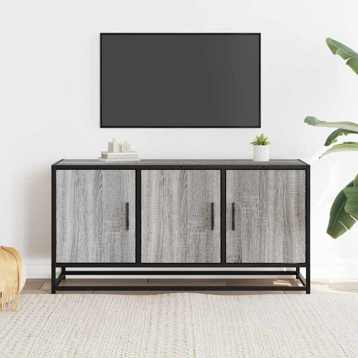 Dulap TV gri sonoma, 100x35x50 cm lemn prelucrat și metal - WALTI WALTI