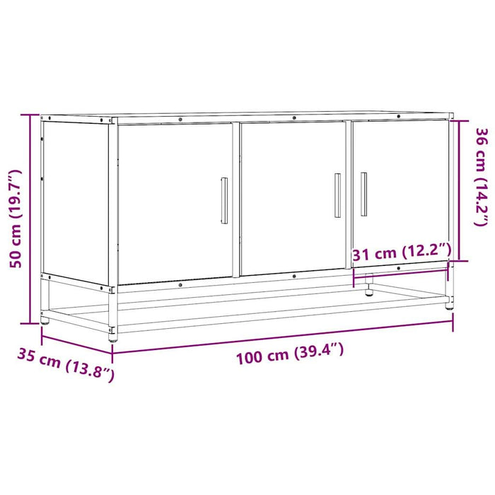 Dulap TV gri sonoma, 100x35x50 cm lemn prelucrat și metal - WALTI WALTI