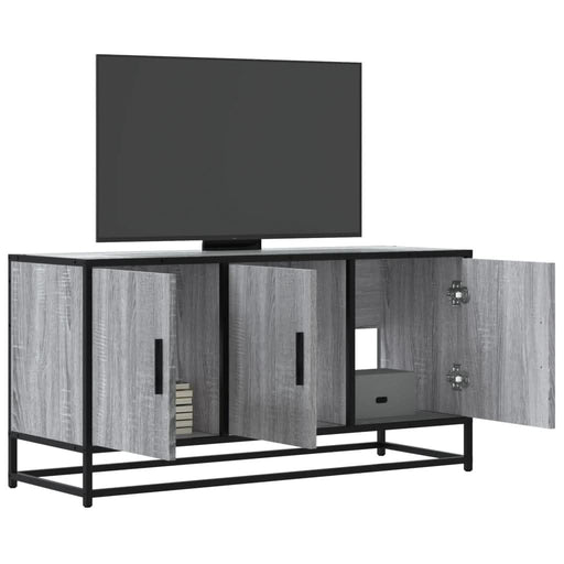 Dulap TV gri sonoma, 100x35x50 cm lemn prelucrat și metal - WALTI WALTI