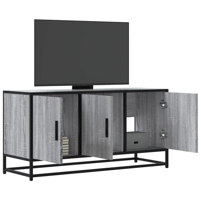 Dulap TV gri sonoma, 100x35x50 cm lemn prelucrat și metal - WALTI WALTI