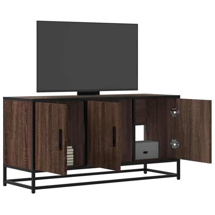 Dulap TV stejar maro, 100x35x50 cm lemn prelucrat și metal - WALTI WALTI