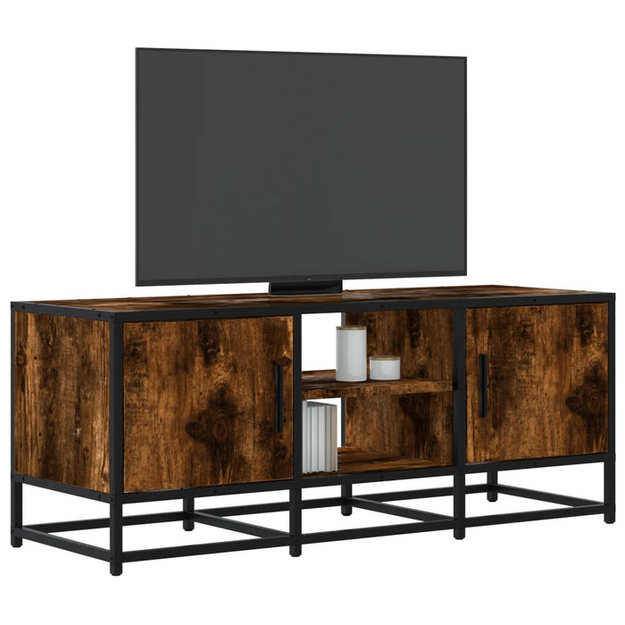Dulap TV stejar fumuriu, 100x35x41 cm lemn prelucrat și metal - WALTI WALTI