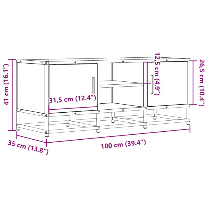 Dulap TV, stejar maro, 100x35x41 cm, lemn prelucrat și metal - WALTI WALTI