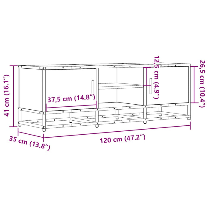 Dulap TV, negru, 120x35x41 cm, lemn prelucrat și metal - WALTI WALTI