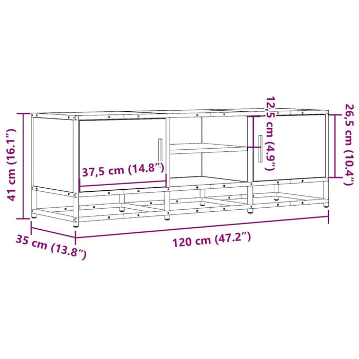 Dulap TV, gri sonoma, 120x35x41 cm, lemn prelucrat și metal WALTI
