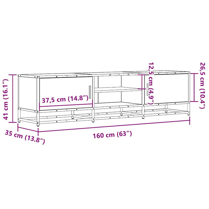 Dulap TV, stejar sonoma, 160x35x41 cm, lemn prelucrat și metal - WALTI WALTI
