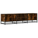 Dulap TV stejar fumuriu, 160x35x41 cm lemn prelucrat și metal - WALTI WALTI