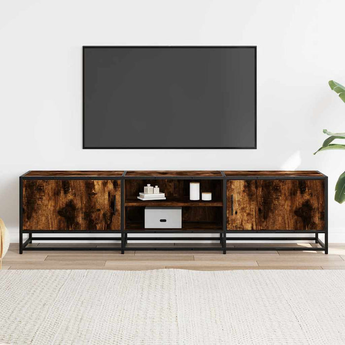 Dulap TV stejar fumuriu, 160x35x41 cm lemn prelucrat și metal - WALTI WALTI